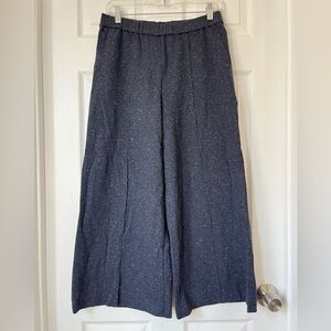Theory Navy Texture Wide Leg Cropped Pants Size S